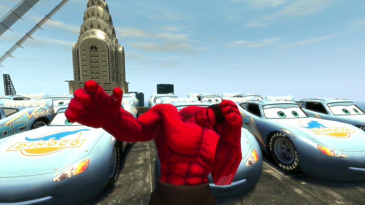 Red Hulk Smash Cars ★ Spider-Man ★ Lightning McQueen Disney Pixar Cars Superman & Song for Kids  w