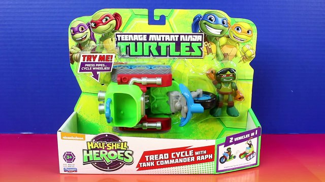 Teenage Mutant Ninja Turtles TMNT Half Shell Heroes Tread Cycle With Tank Commander Raph Casey Jones