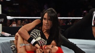 WWE RAW 11 August'2014 AJ Brooks as AJ Lee vs Eva Marie-with a speech of Paige-rib cage outfit