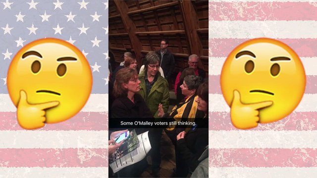 Iowa Caucus: Bernie & Hillary supporters battle it out in a barn (Snapchat) - BBC News