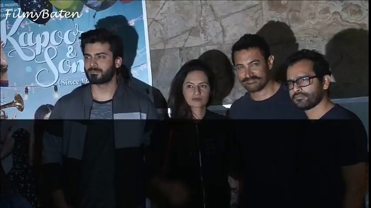 Fawad Khan with his wife Sadaf Khan at special screening of Kapoor & Sons movie.
