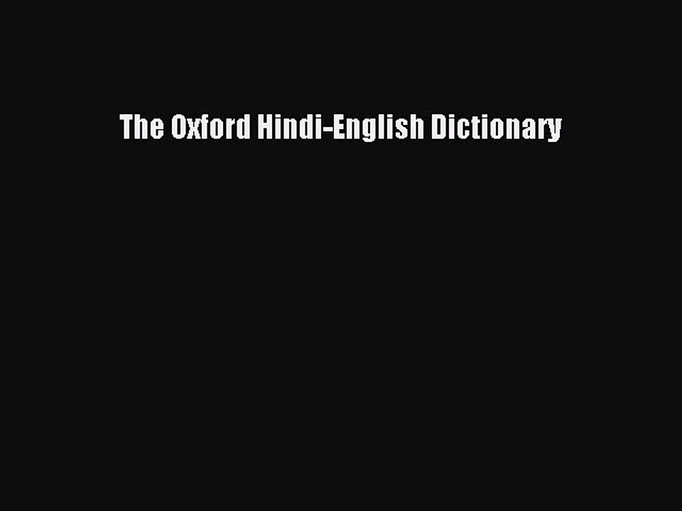 [Download PDF] The Oxford Hindi-English Dictionary Read Free