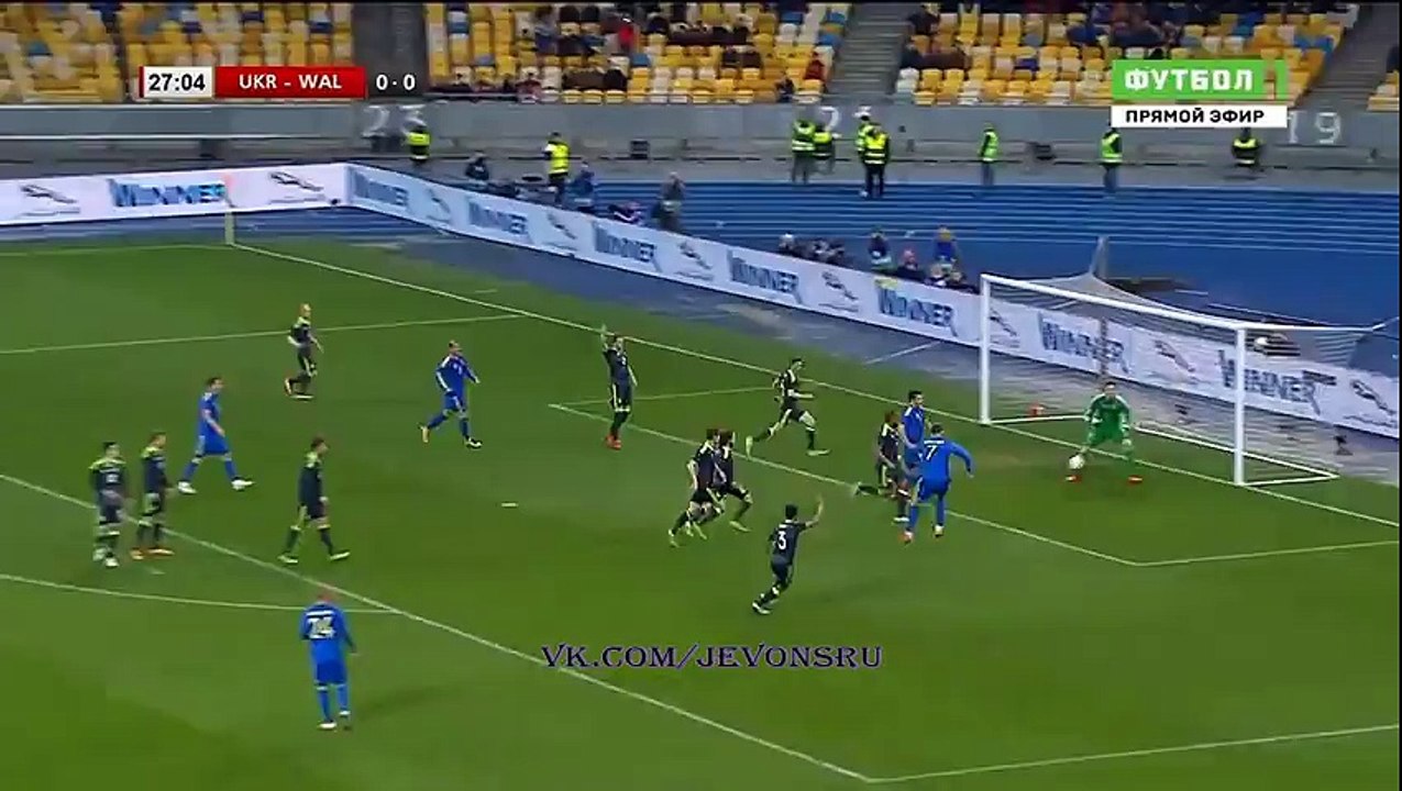 Andriy Yarmolenko 1:0 Goal - Ukraine - Wales - 28/03/2016
