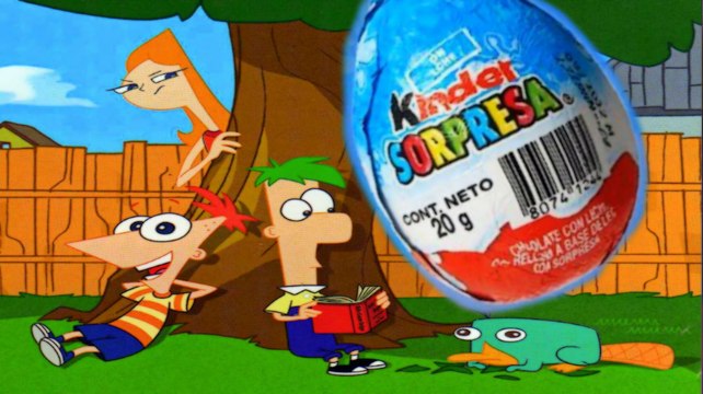 Phineas y Ferb Chocolate HUEVO SORPRESA Desempacado Huevo pascua Juguete Regalo tipo KINDER SORPRESA