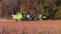 Six John Deere S690 Combines Harvesting Soybeans