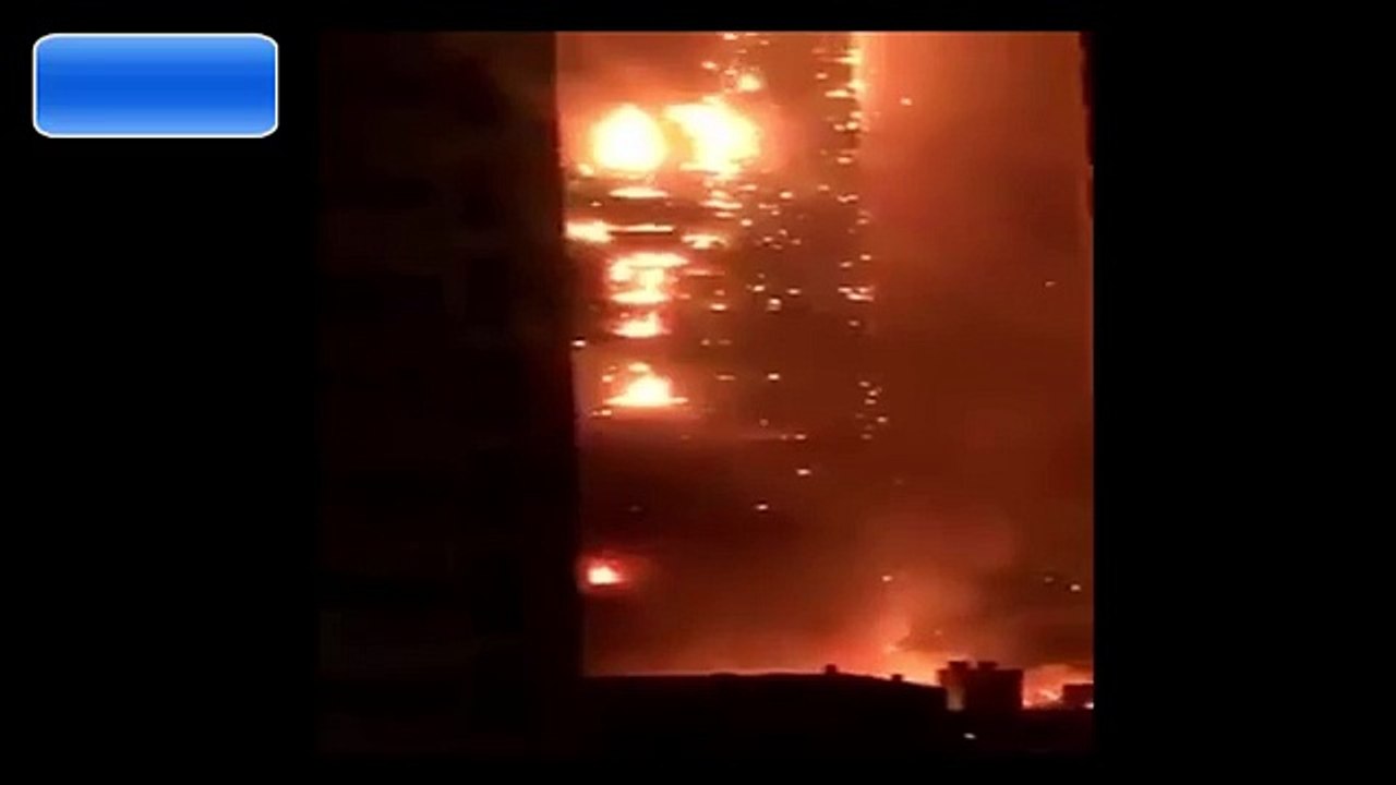 ‫حريق في عجمان في دولة الامارات - Fire in a building in Ajman‬