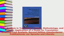 Download  Text Analysis in Translation Theory Methodology and Didactic Application of a Model for Read Online