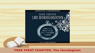 PDF  FREE FIRST CHAPTER The Horologicon PDF Online