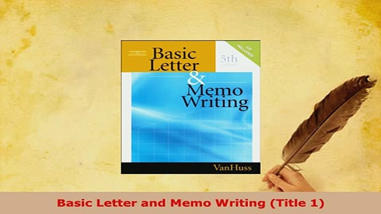 PDF  Basic Letter and Memo Writing Title 1 PDF Full Ebook