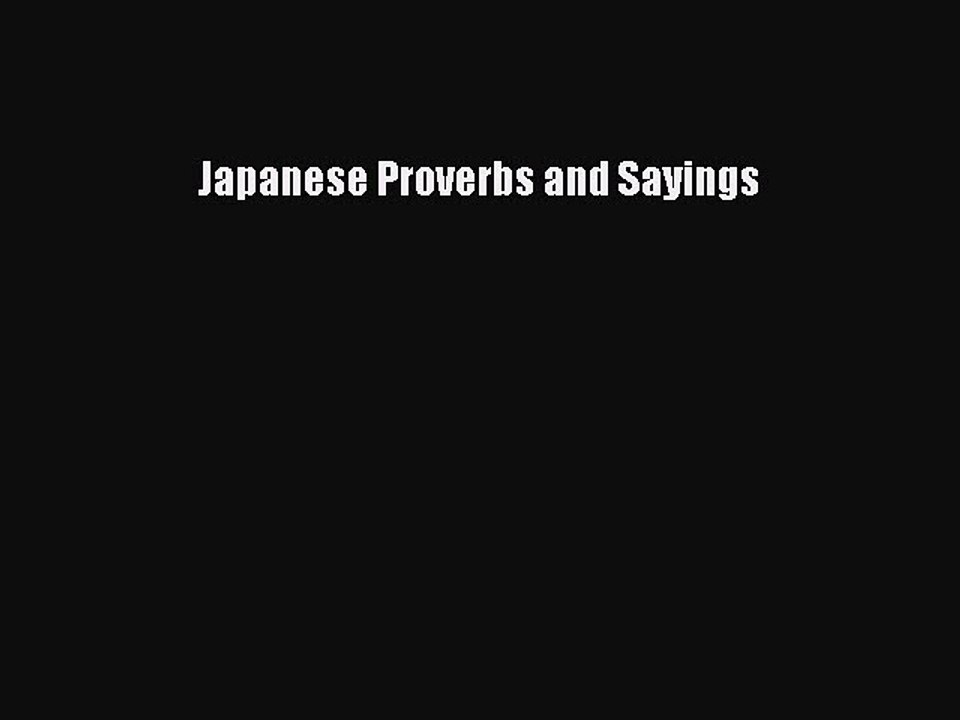 Download Japanese Proverbs and Sayings PDF Online