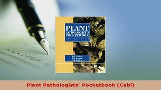 Download  Plant Pathologists Pocketbook Cabi PDF Book Free