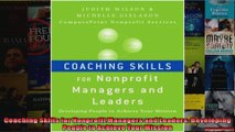 Coaching Skills for Nonprofit Managers and Leaders Developing People to Achieve Your