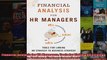 Financial Analysis for HR Managers Tools for Linking HR Strategy to Business Strategy