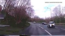 Shocking moment car dangerously drives on the wrong way