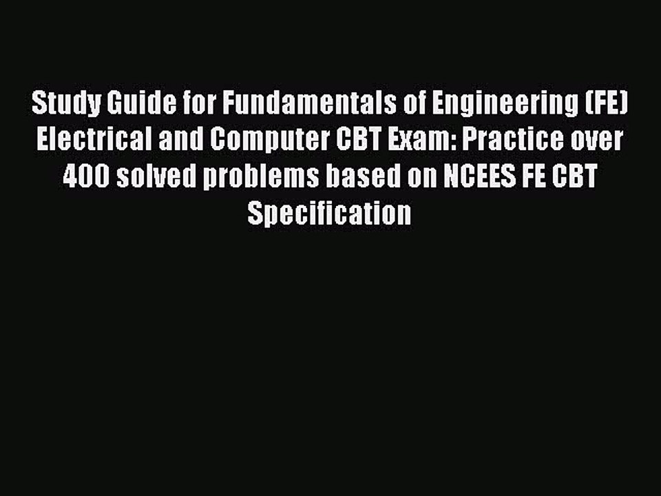 Download Study Guide for Fundamentals of Engineering (FE) Electrical and Computer CBT Exam: