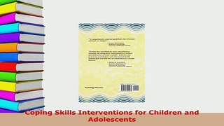PDF  Coping Skills Interventions for Children and Adolescents Download Online