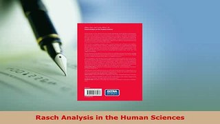 PDF  Rasch Analysis in the Human Sciences PDF Full Ebook