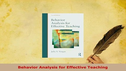 PDF  Behavior Analysis for Effective Teaching PDF Full Ebook