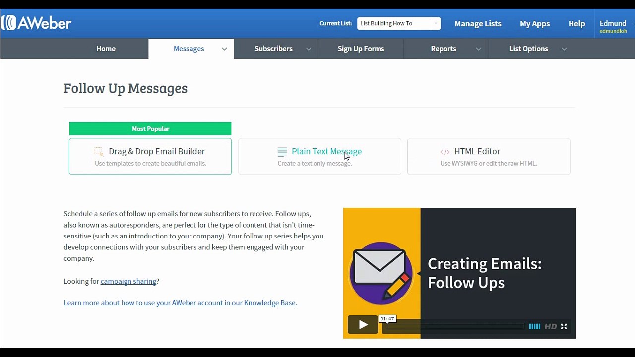 How To Create A Follow Up Series In Aweber