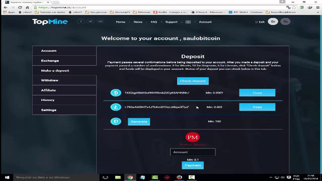 Tudo Sobre Topmine -Minere Bitcoins,Litecoins,Dogecoins e Dollar Grátis-(Passo á Passo)