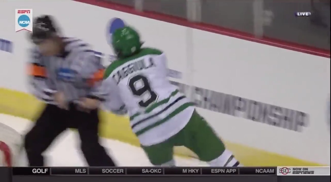 Un arbitre de hockey sur glace éclate un joueur !