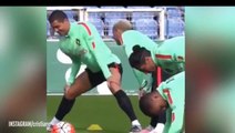 Cristiano Ronaldo shows off his ridiculous dance moves during Portugal training