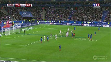 3-1 Dimitri Payet Super Free-kick Goal - France 3-1 Russia - 29-03-2016