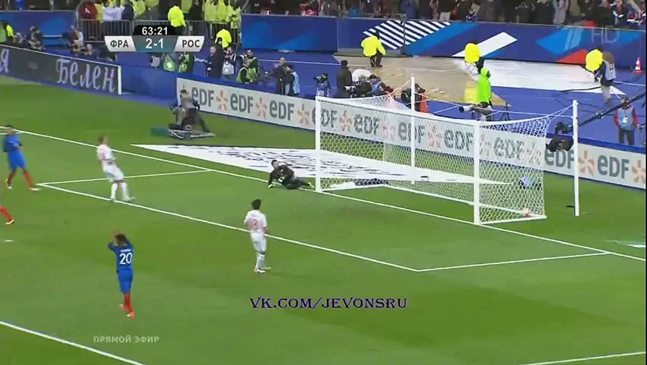 Dimitri Payet 3:1 Goal - France - Russia - 29/03/2016