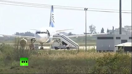 Vea el momento en el que piloto del avión de Egyptair secuestrado saltó por una ventanilla