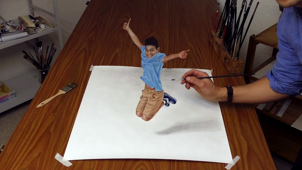 Aşırı Gerçekçi Zıplayan Çocuk Çizimi