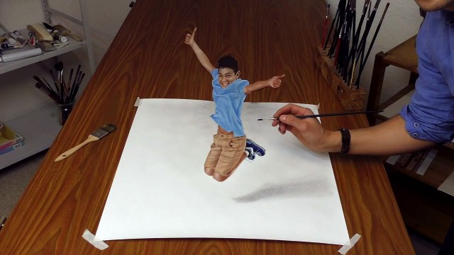 Aşırı Gerçekçi Zıplayan Çocuk Çizimi