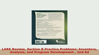Download  LARE Review Section B Practice Problems Inventory Analysis and Program Development  2nd PDF Online