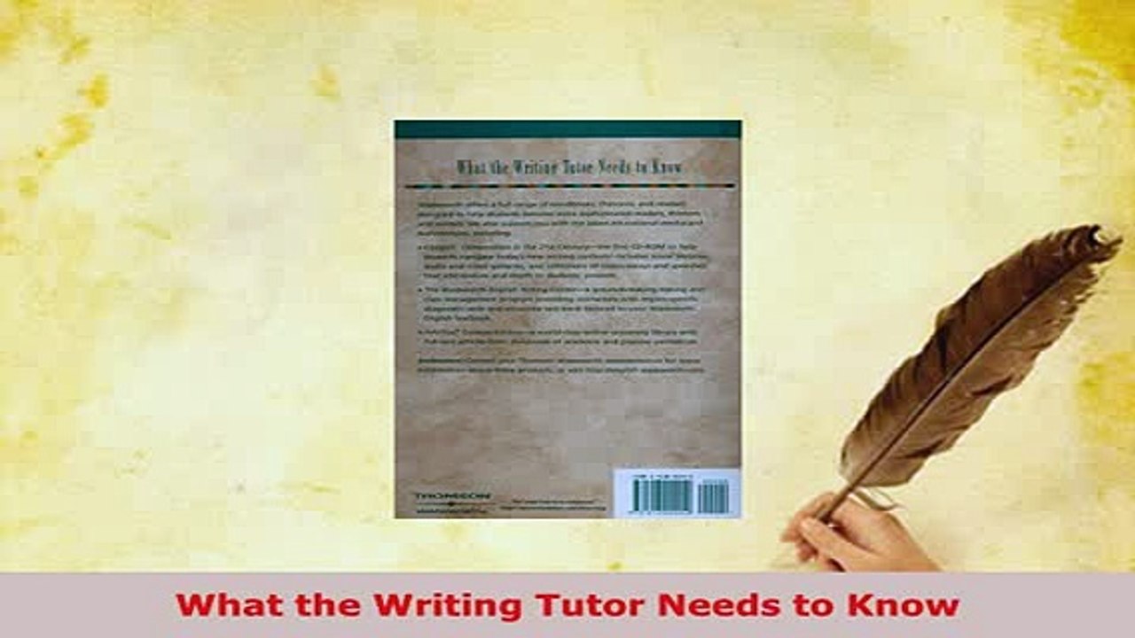 PDF  What the Writing Tutor Needs to Know PDF Book Free