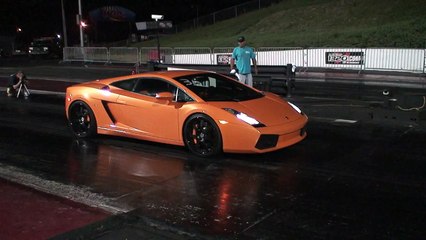 Twin Turbo 1500 HP Lamborghini not even trying Drag Race