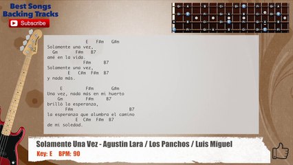 Solamente Una Vez (Bolero) Agustin Lara Bass Backing Track with scale, chords and lyrics