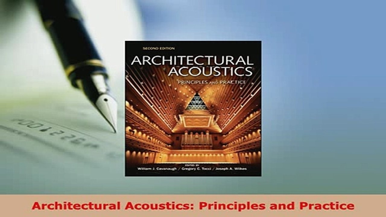 PDF  Architectural Acoustics Principles and Practice Download Online