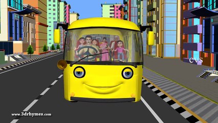 The Wheels on the Bus go round and round - 3D Animation English rhyme for children