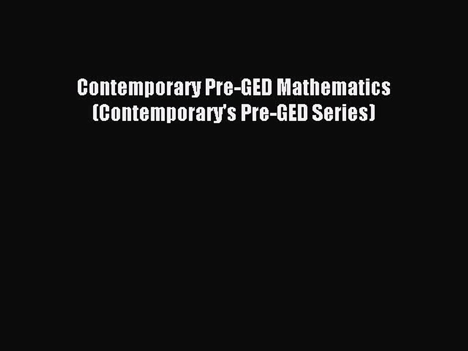 Read Contemporary Pre-GED Mathematics (Contemporary's Pre-GED Series) Ebook Online