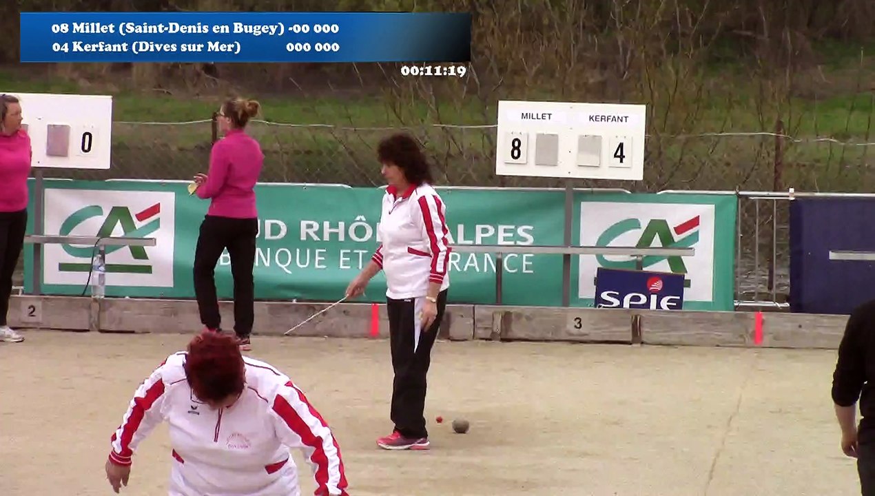 Mène 10, Finale Millet contre Kerfant, cinquième étape du Super 16 féminin, Sport Boules, Bourg-Saint-Andéol 2016