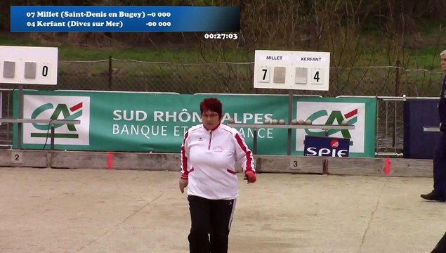 Mène 8, Finale Millet contre Kerfant, cinquième étape du Super 16 féminin, Sport Boules, Bourg-Saint-Andéol 2016