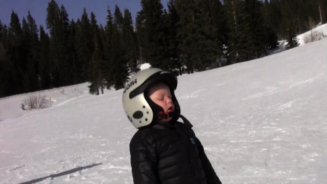 Toddler Falls Asleep While Snowboarding