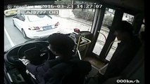 Man steals bus driver's backpack from the back of his seat
