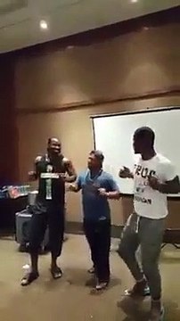 Chris Gayle, Mohammad Shahzad and Darren Sammy Dance