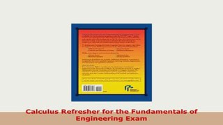 Download  Calculus Refresher for the Fundamentals of Engineering Exam Free Books