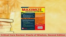 PDF  Critical Care Review Pearls of Wisdom Second Edition PDF Book Free