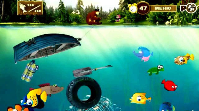 Маша и медведь на Рыбалке Мультик без слов Игра.Р�