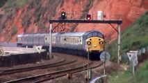 two x drs class 37 tailed with ews class 66 approaching the red rock from dawlish