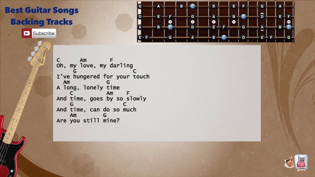 Unchained Melody - Righteous Brothers Bass Backing Track with scale, chords and lyrics