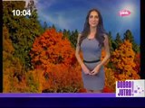 Sexy weather girl burst out laughing