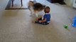 Excited dog makes baby Laughing-Funny Videos